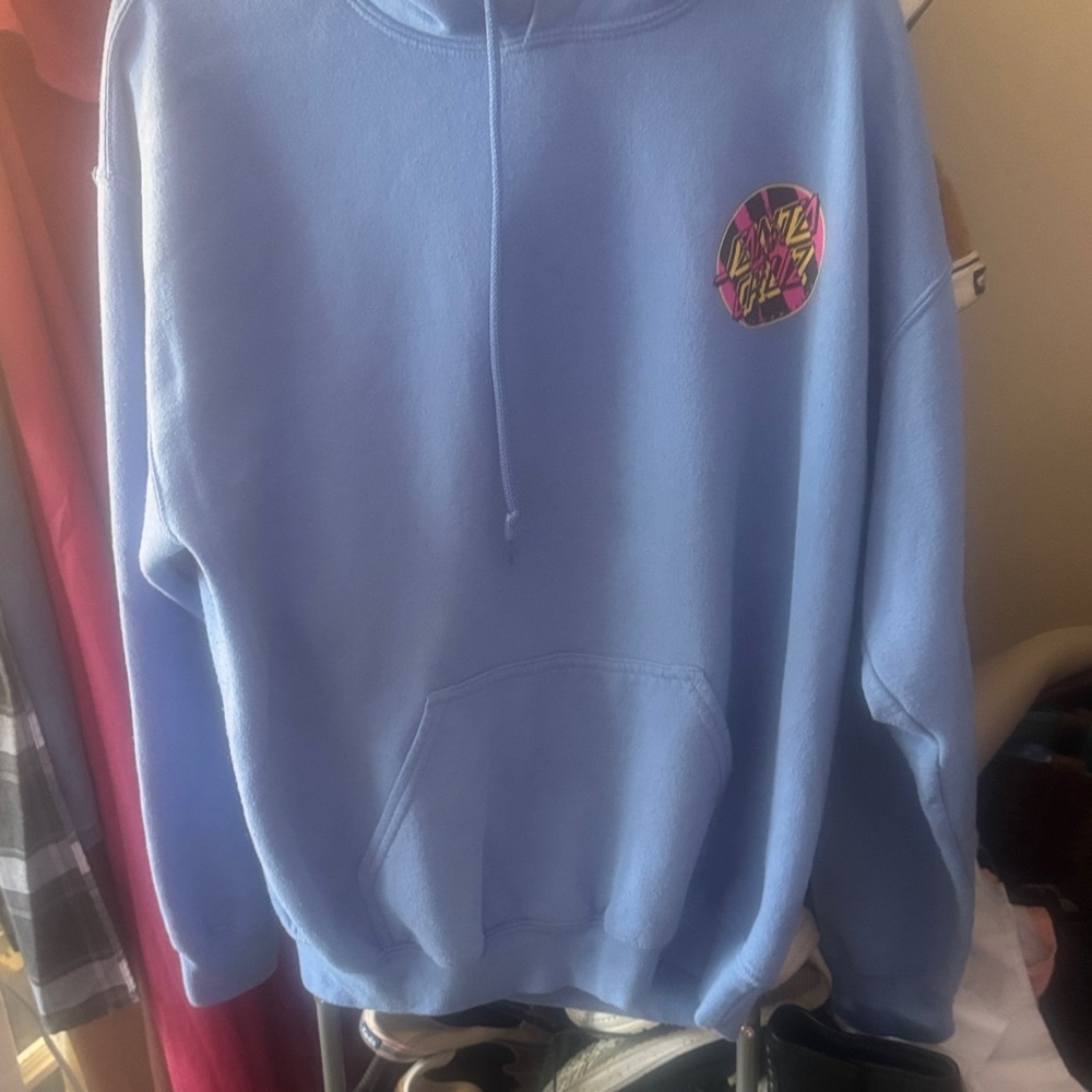 Santa Cruz Skateboards Light Blue Hoodie with Graphic Patch